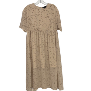 Wednesdays Girl Maxi Dress with Empire Waist in Cream Print with Polka Dots Sz M